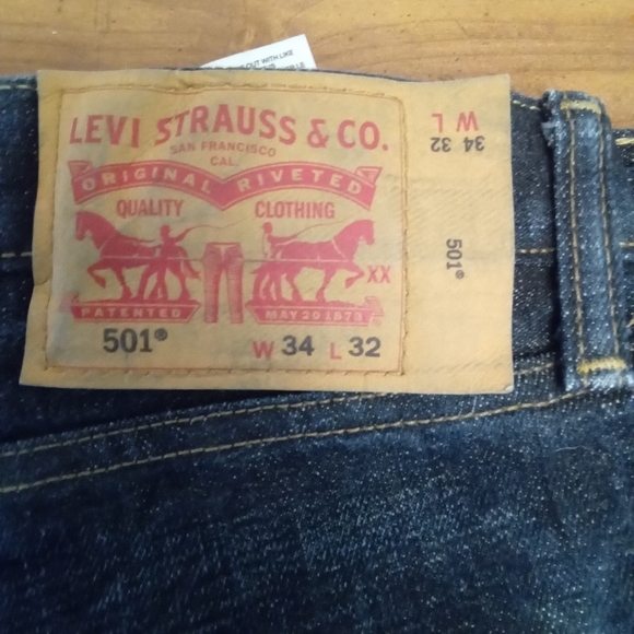 Levis 501 Dark Blue Jeans Straight Leg Levi's Men's Button Fly. - Picture 2 of 5